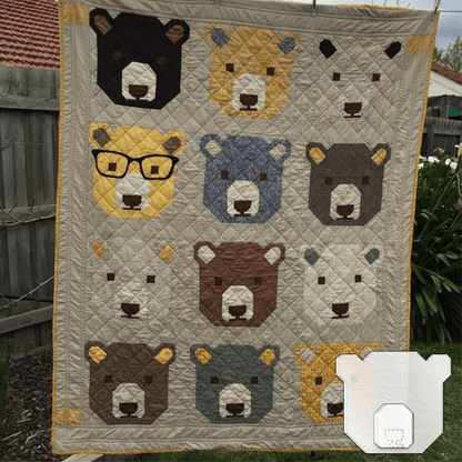 Cute Bear Quilt Template Set-With Instructions