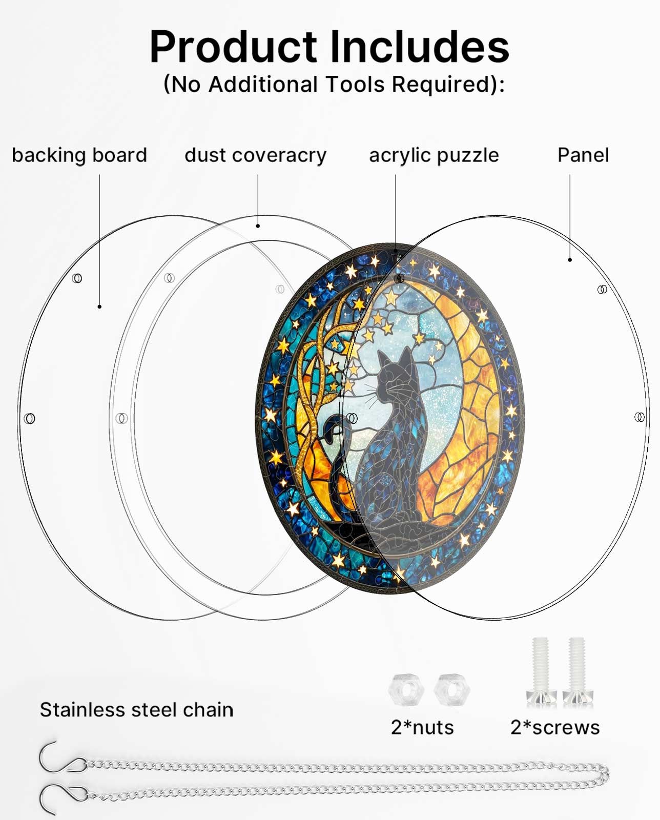 Acrylic Jigsaw Puzzle Suncatcher - Seleneâ€TMs Cat