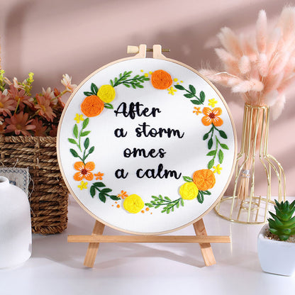 Positivity Floral Wreath  -Themed DIY Embroidery Kits