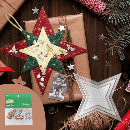 New Christmas Patchwork Star Template Set With Free Nativity Buttons