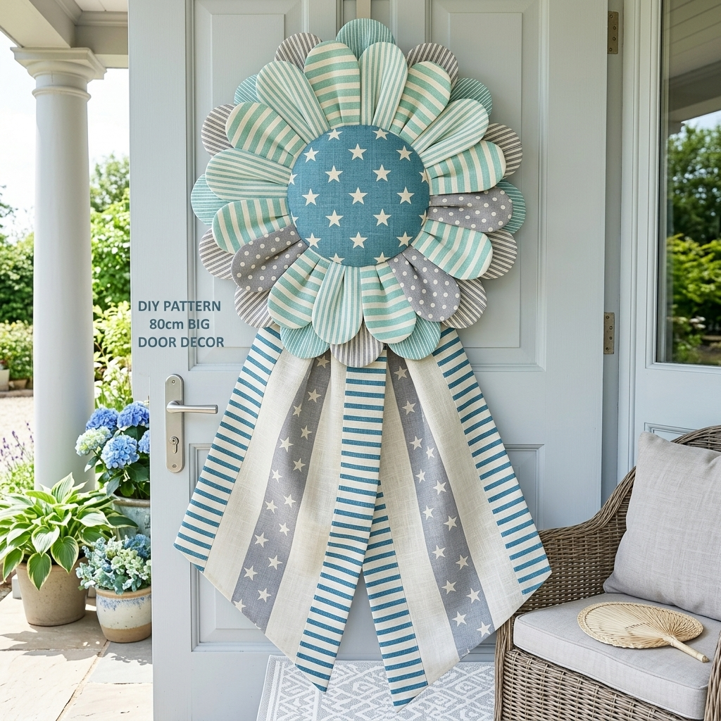 Custom Fabric Flower Door Hanger Sewing Template Set - With Instructions