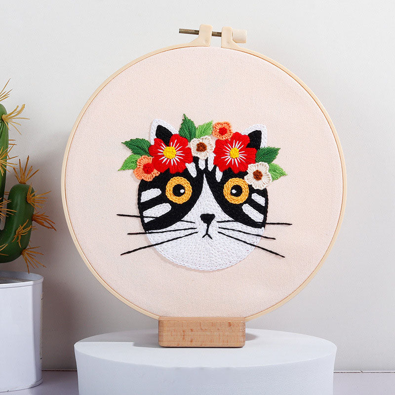 Floral Cat - Themed DIY Embroidery Kits