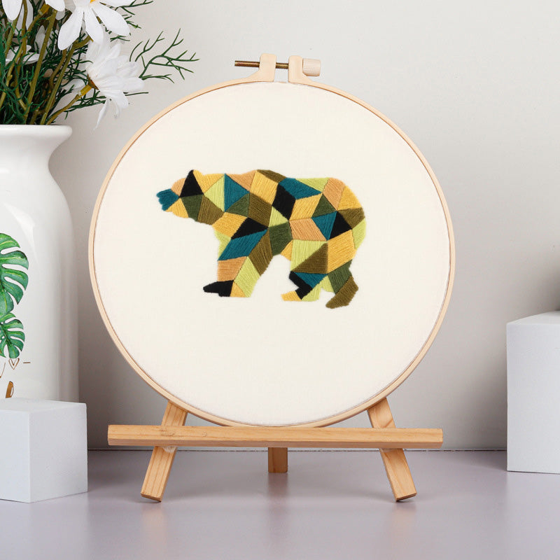 Geometric Animal Embroidery Kit: Craft Your Modern-Inspired Masterpiece