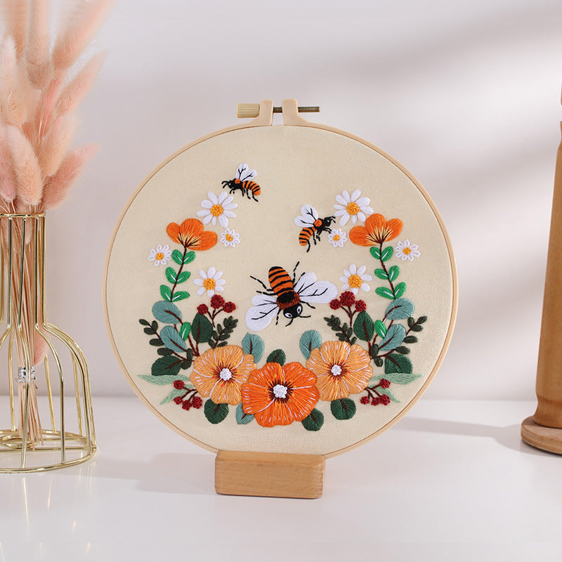 Buzzy Bee And Wildflower - Themed DIY Embroidery Kits