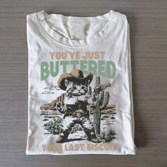 "Buttered Biscuit" Cowboy Cat Western T-Shirt