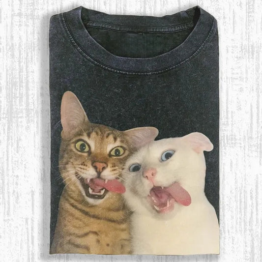 Wacky Goofy Cats Sticking Out Tongues T-shirt