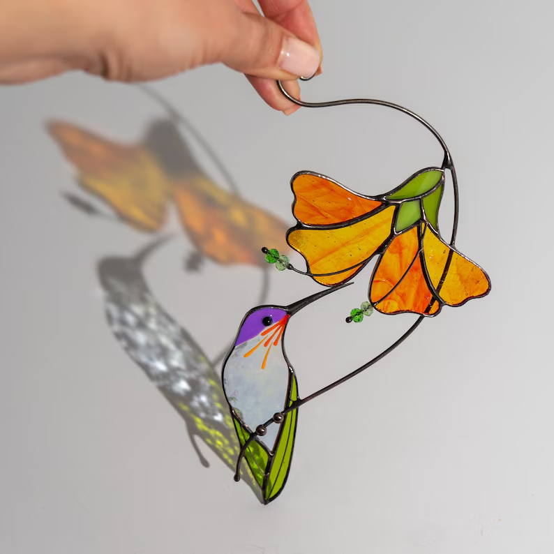 Hummingbird Stained Glass Sun Catcher - Home Decoration