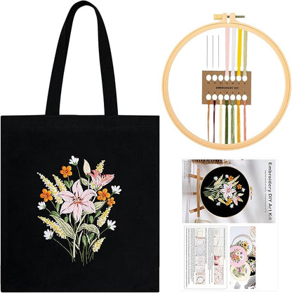Handcrafted Floral Canvas Tote: Embroider Your Unique Style