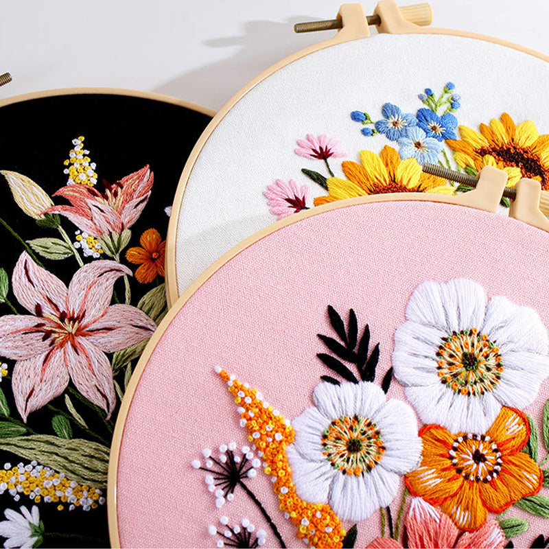 Flower With Colorful Background - Themed DIY Embroidery Kits