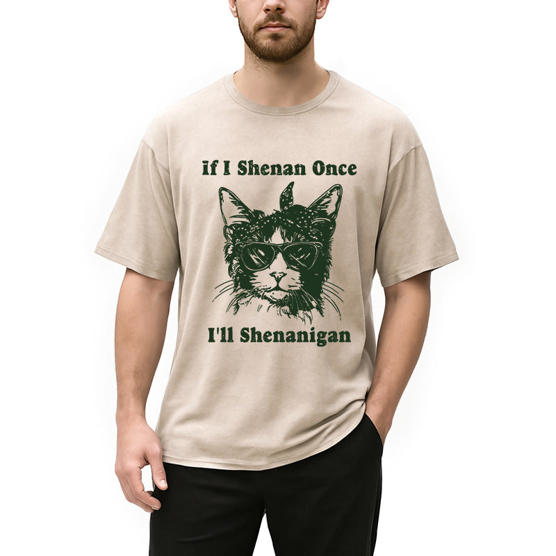 St. Patrick's Day Elegant Cat Washed T-Shirt
