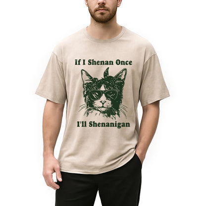 St. Patrick's Day Elegant Cat Washed T-Shirt