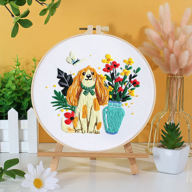 Paws And Petals Embroidery Kit: Celebrate Joyful Moments with Every Stitch