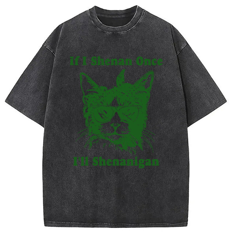 St. Patrick's Day Elegant Cat Washed T-Shirt