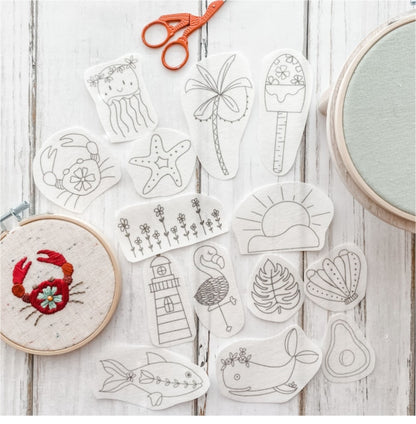 DIY Water-Soluble Printed Animals Set Embroidery