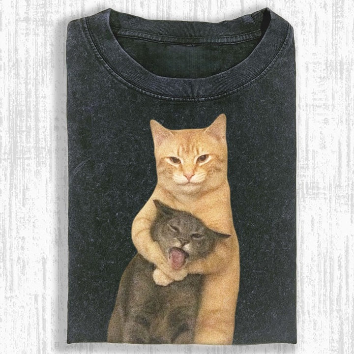 Wacky Cat Hugging Another Cat T-shirt/Sweatshirt/Hoodie