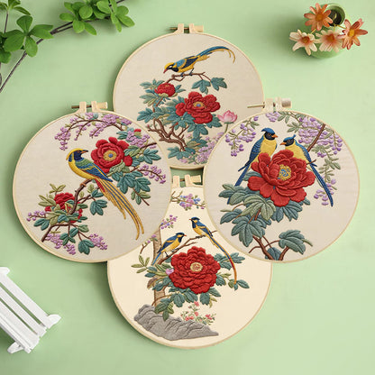 Peony And Bird Embroidery Kit
