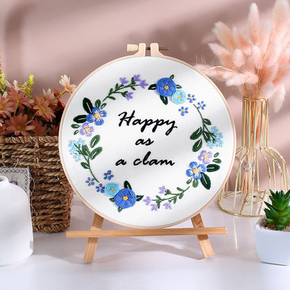 Positivity Floral Wreath  -Themed DIY Embroidery Kits