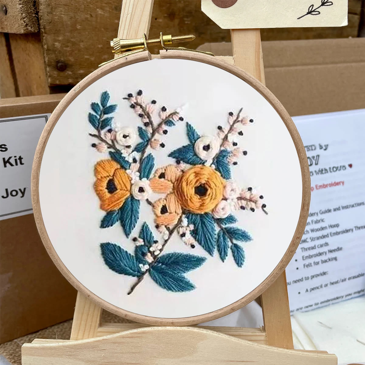 Rubbyoo Embroidery Kit- Modern Flower Design 2 | Diy Craft Kits,Hand Stitch,For Craft Lover