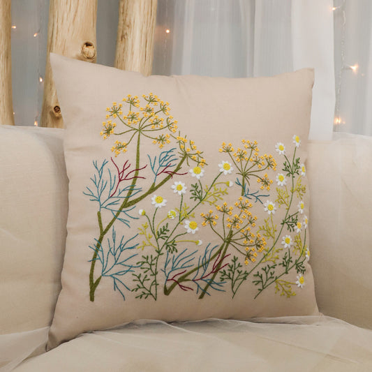 Chamomile Charm Pillow Embroidery Kit: Craft Your Tranquil Home Decor