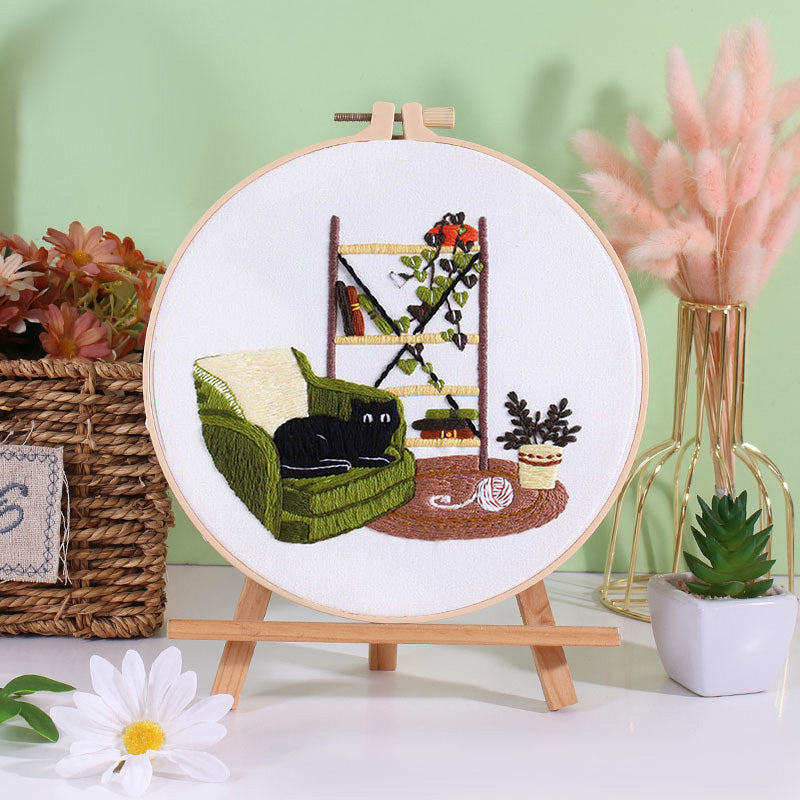 Holiday Cats 2 Embroidery Kits for Beginner