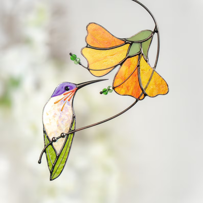 Hummingbird Stained Glass Sun Catcher - Home Decoration