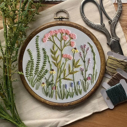 Rubbyoo Embroidery Kit-Wildflowers Pattern | Embroidery Kit For Beginner,Modern Embroidery