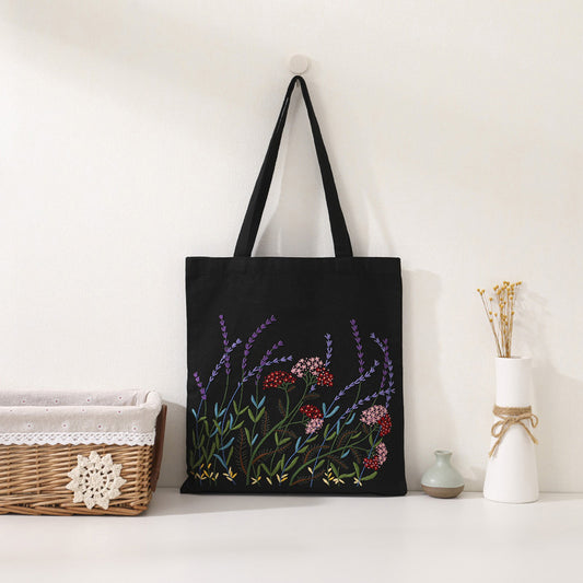 Lavender Field Embroidery Tote: Embroider Your Unique Style