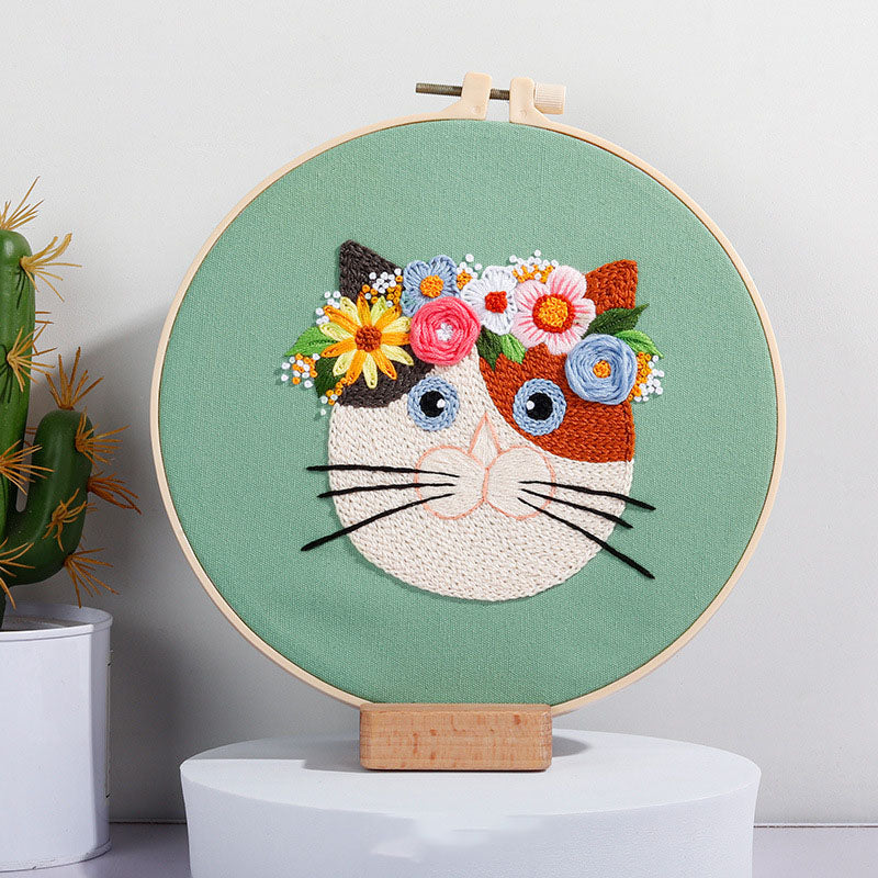 Floral Cat - Themed DIY Embroidery Kits
