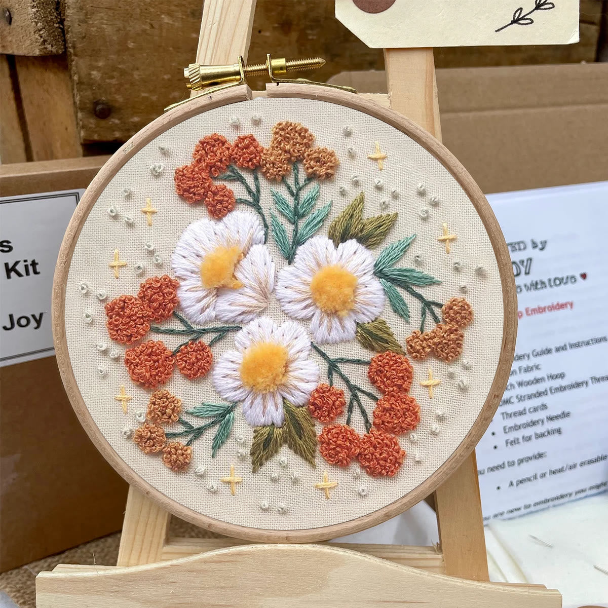 Rubbyoo Embroidery Kit- Modern 3D Floral  | Diy Craft Kits,Hand Stitch,For Craft Lover