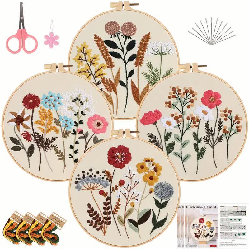 Rubbyoo Embroidery Kit - Floral Pattern