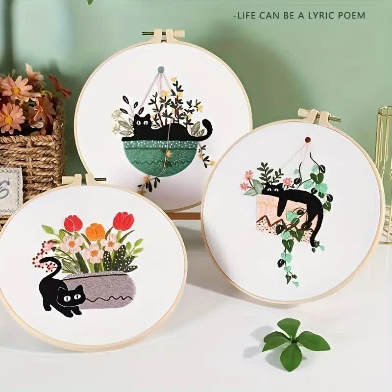 Rubbyoo Embroidery Kit - Cute Black Cat