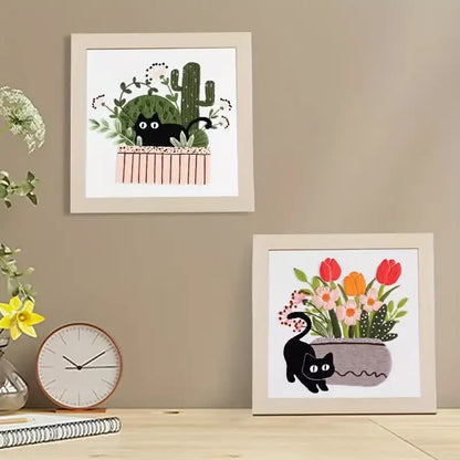 Rubbyoo Embroidery Kit - Cute Black Cat