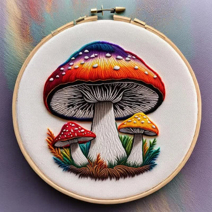 Rubbyoo Embroidery Kit - Cute Colorful Mushrooms