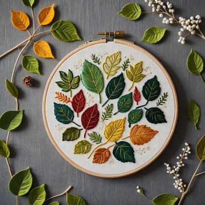 Rubbyoo Embroidery Kit - Fallen Leaves