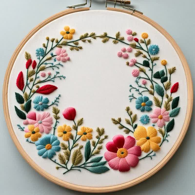 Rubbyoo Embroidery Kit - Flowers Diy Kit For Women