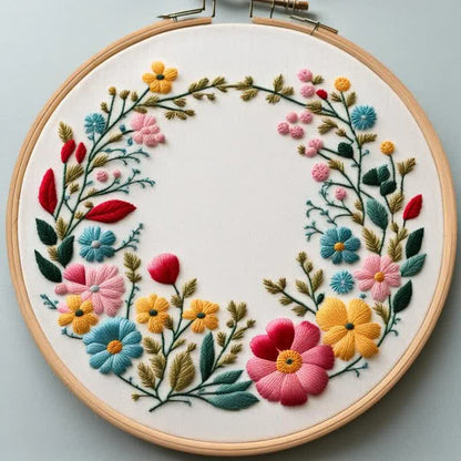 Rubbyoo Embroidery Kit - Flowers Diy Kit For Women