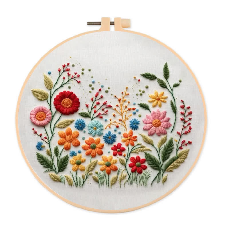 Rubbyoo Embroidery Kit - Meadow Flowers Needlecraft Kit Wall Art
