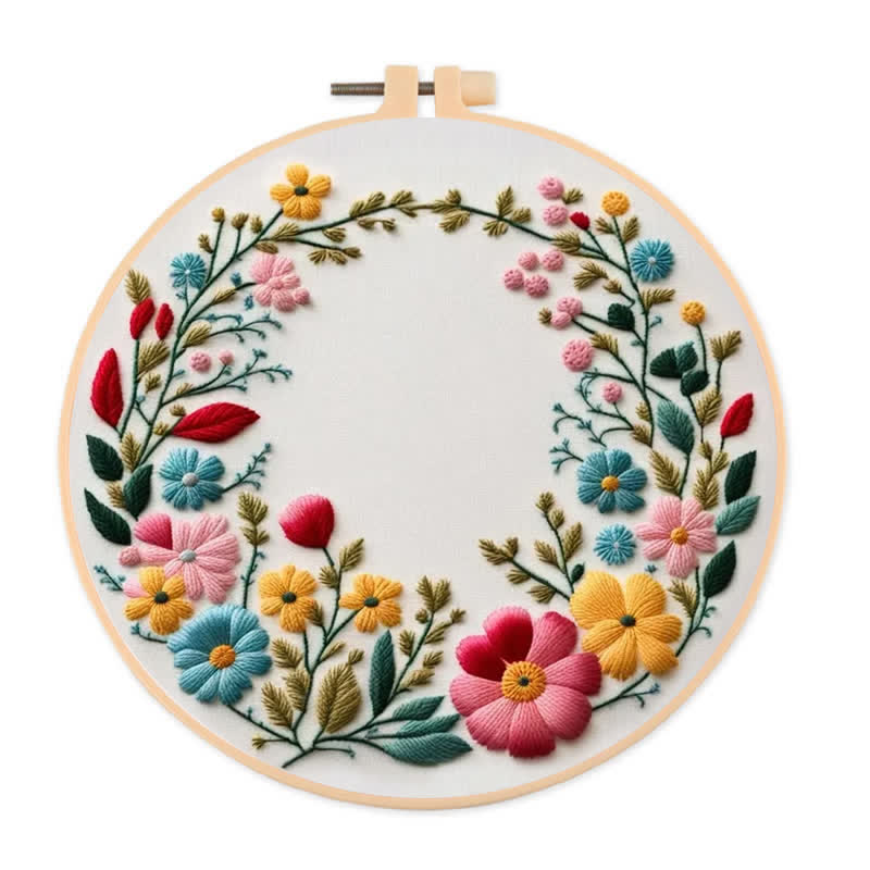 Rubbyoo Embroidery Kit - Flowers Diy Kit For Women