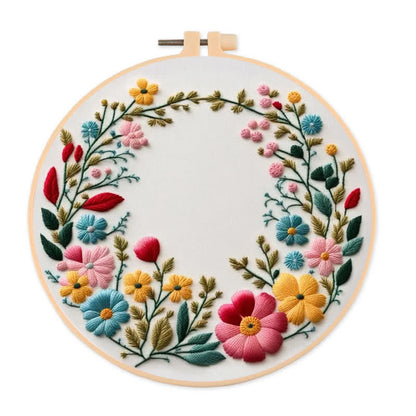 Rubbyoo Embroidery Kit - Flowers Diy Kit For Women