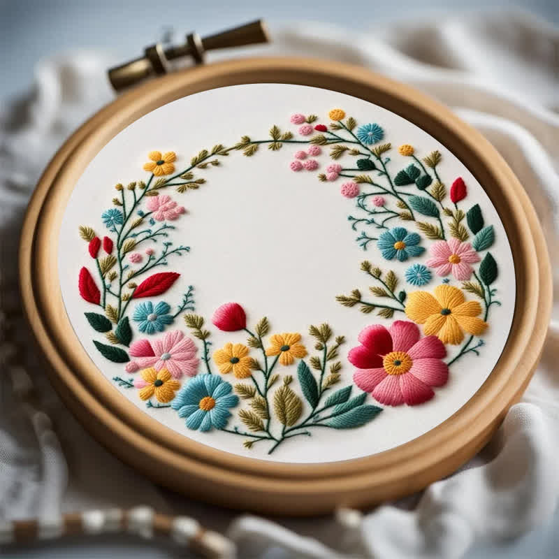 Rubbyoo Embroidery Kit - Flowers Diy Kit For Women