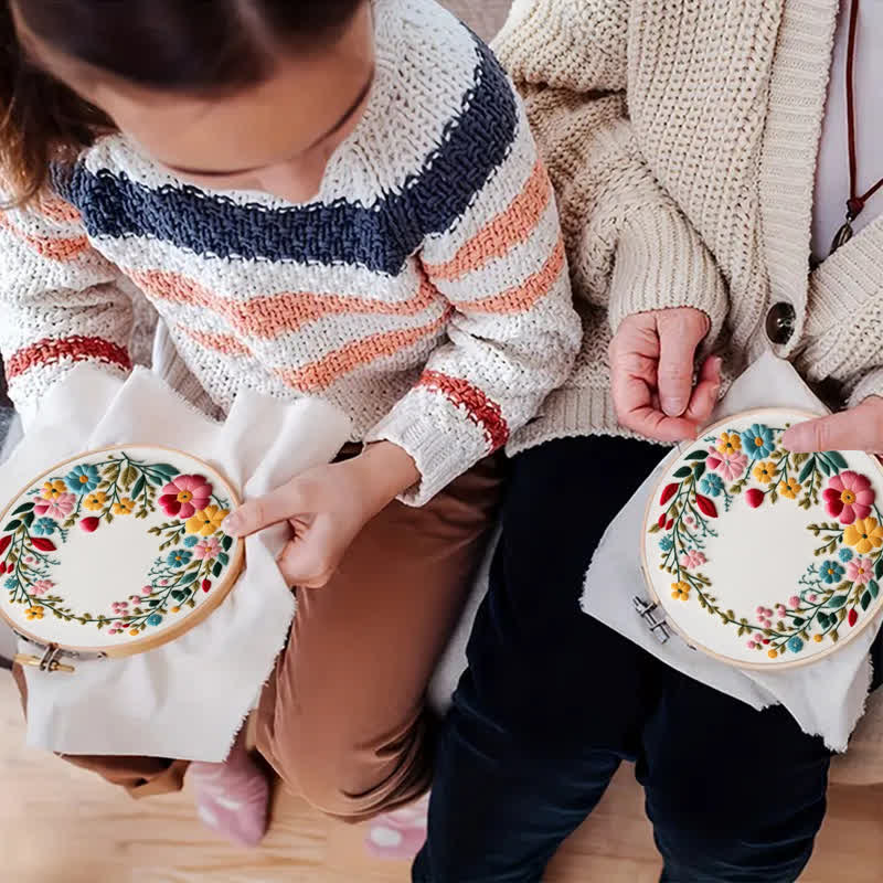Rubbyoo Embroidery Kit - Flowers Diy Kit For Women