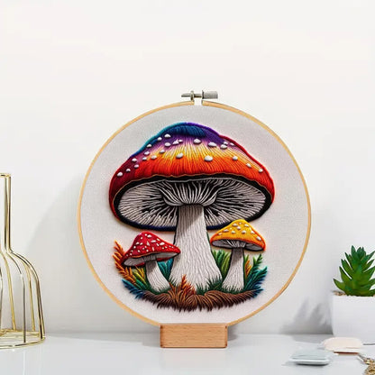 Rubbyoo Embroidery Kit - Cute Colorful Mushrooms