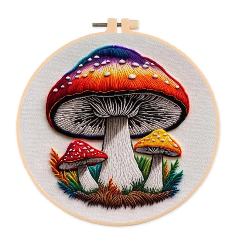 Rubbyoo Embroidery Kit - Cute Colorful Mushrooms