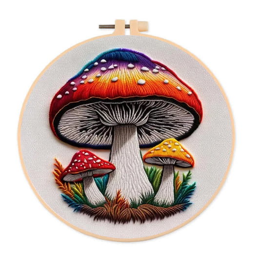 Rubbyoo Embroidery Kit - Cute Colorful Mushrooms