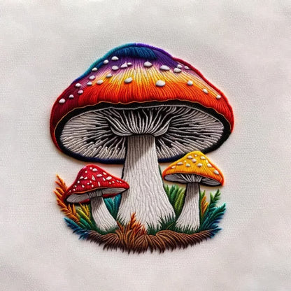 Rubbyoo Embroidery Kit - Cute Colorful Mushrooms