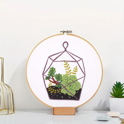 Rubbyoo Embroidery Kit - Florarium Plants