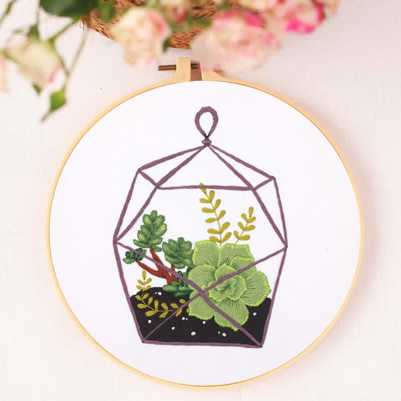 Rubbyoo Embroidery Kit - Florarium Plants