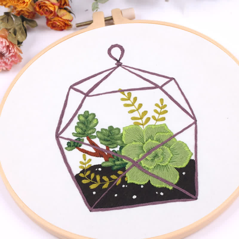 Rubbyoo Embroidery Kit - Florarium Plants