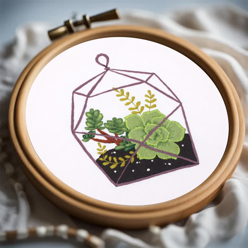 Rubbyoo Embroidery Kit - Florarium Plants