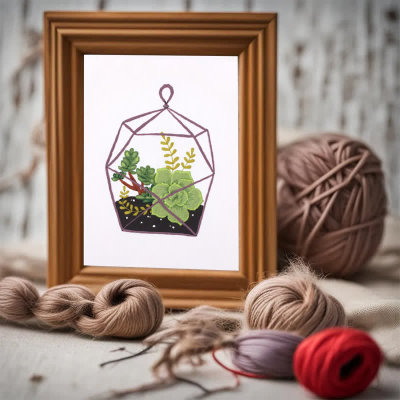 Rubbyoo Embroidery Kit - Florarium Plants